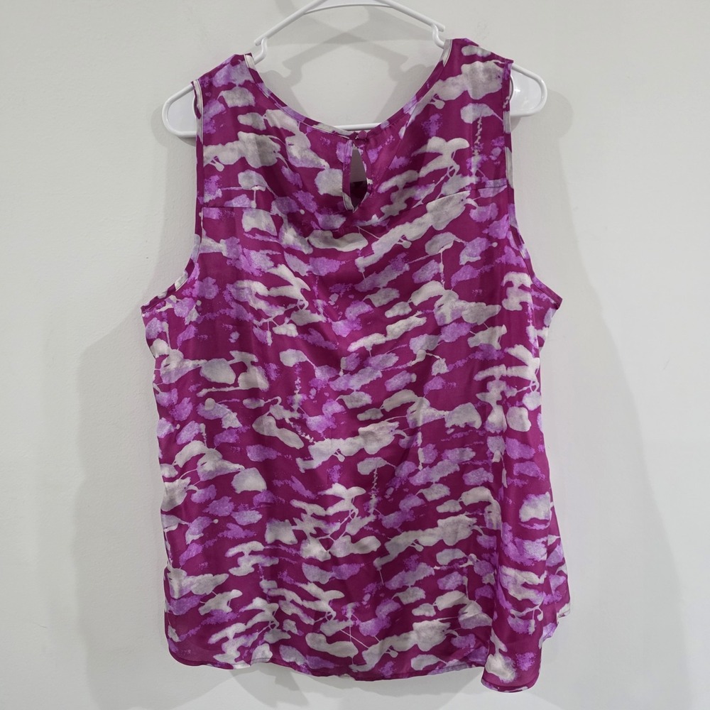 Coldwater Creek Womens Silk Top Size XL Tank Pink Colorful Summer